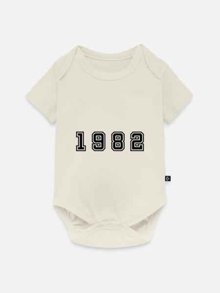 1982 Jahr Zahl - Baby Premium Kurzarmbody - Naturweiß