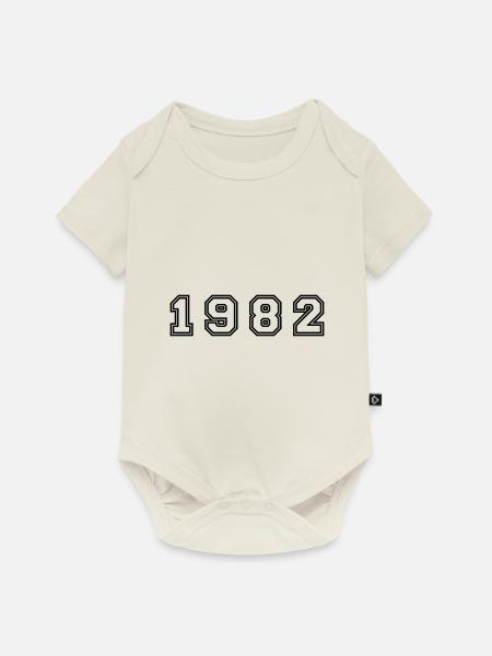 1982 Jahr Zahl - Baby Premium Kurzarmbody - Naturweiß