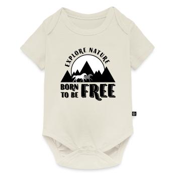 Explore nature Born to be free - Montagnes et chevaux - Body à manches courtes Premium Bébé - blanc cassé - Devant