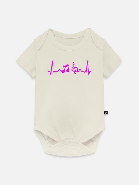 Herzschlag Musik Musiker Notenschlüssel - Baby Premium Kurzarmbody - Naturweiß