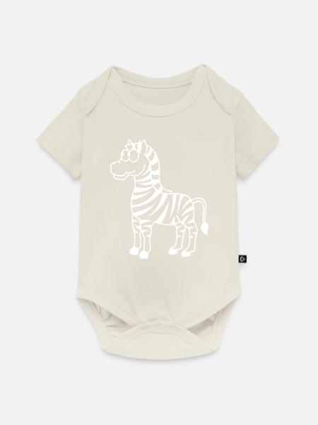 Zebra Comic Tier - Baby Premium Kurzarmbody - Naturweiß