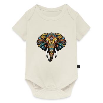 Tête de portrait d’éléphant - Body à manches courtes Premium Bébé - blanc cassé - Devant