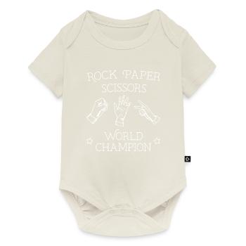 Champion du monde de ciseaux en papier de roche - Body à manches courtes Premium Bébé - blanc cassé - Devant