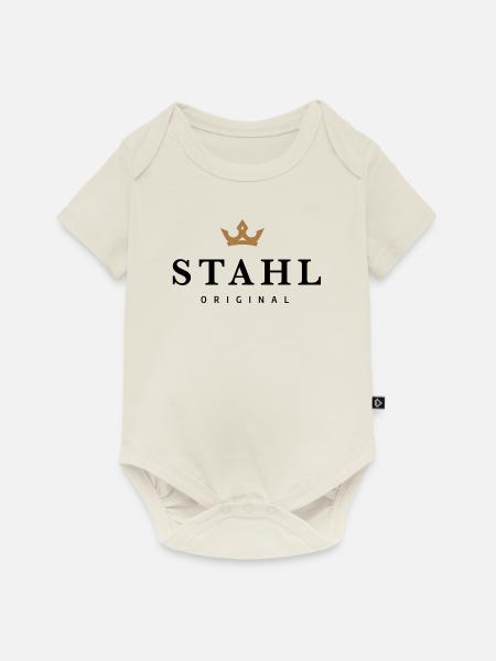 Stahl - Baby Premium Kurzarmbody - Naturweiß