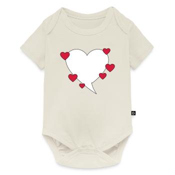 Speech bubble with hearts - Baby Premium short-sleeve bodysuit - off white - Front