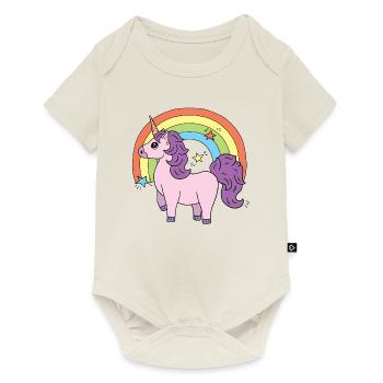 Unicorn Elsbeth in front of a rainbow - Baby Premium short-sleeve bodysuit - off white - Front