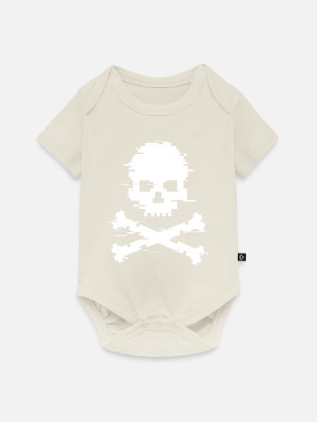 Glitch-Schädel - Baby Premium Kurzarmbody - Naturweiß