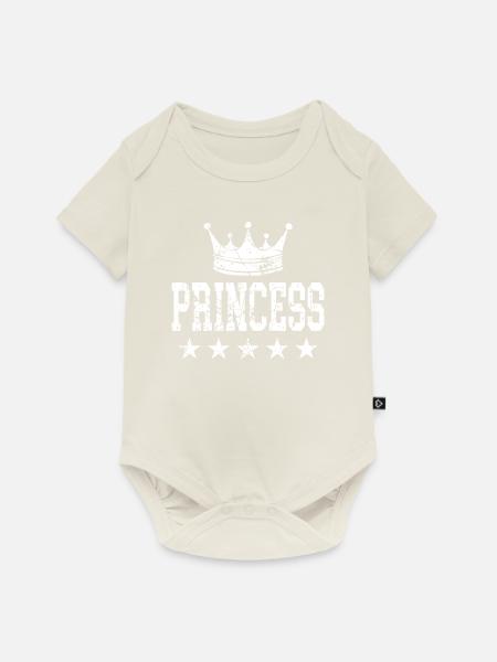 Princess Krone - Baby Premium Kurzarmbody - Naturweiß