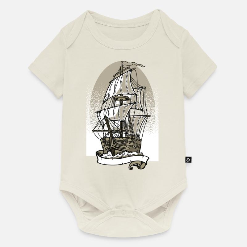 bateau bateau bateau Segelschidd skipper de Noël - Body à manches courtes Premium Bébé - blanc cassé