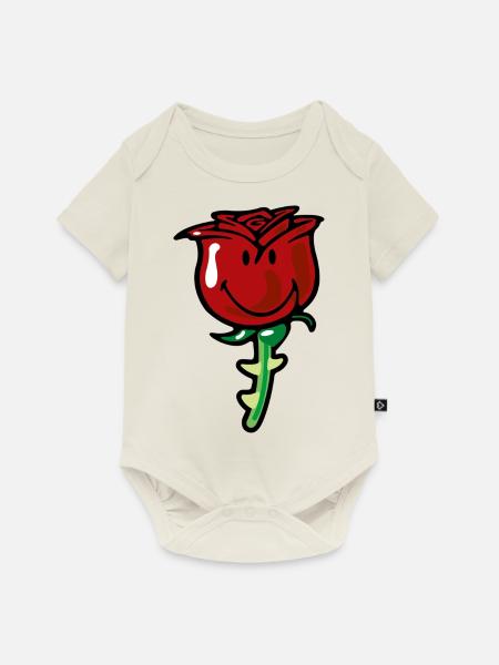 Smiley Rose - Baby Premium Kurzarmbody - Naturweiß