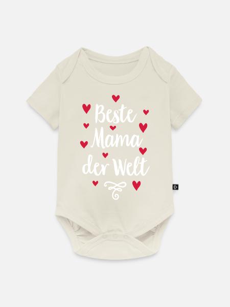 Mama - Baby Premium Kurzarmbody - Naturweiß