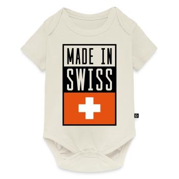 swiss made in - Baby Premium Kurzarmbody - Naturweiß - Vorne