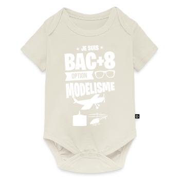 BAC+8 Modélisme idée cadeau personnalisé geek - Body à manches courtes Premium Bébé - blanc cassé - Devant
