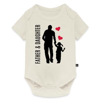 Father and daughter best dad girl heart hand - Baby Premium short-sleeve bodysuit - off white - Front