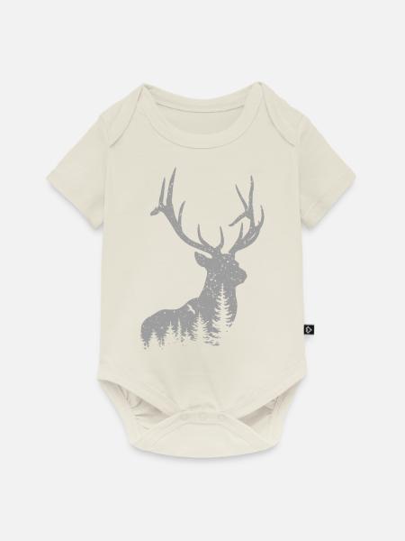 Hirsch - Baby Premium Kurzarmbody - Naturweiß