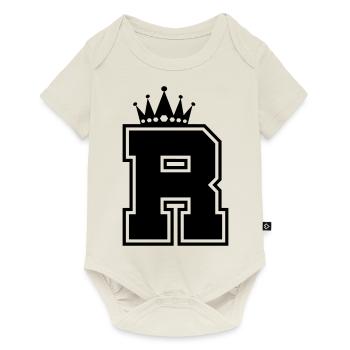 buchstabe R Krone - Baby Premium Kurzarmbody - Naturweiß - Vorne
