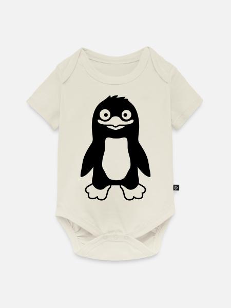Ulkiger lustiger Pinguin grinst - Baby Premium Kurzarmbody - Naturweiß