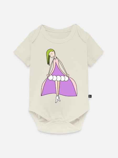 Fuchsie Puppe - Baby Premium Kurzarmbody - Naturweiß