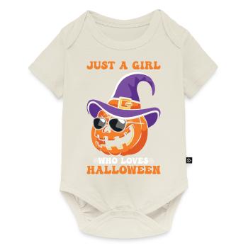 Juste une fille qui aime Halloween - Body à manches courtes Premium Bébé - blanc cassé - Devant