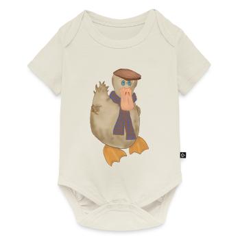 Running duck, Laufente mit Schal, Enten Pulli - Baby Premium Kurzarmbody - Naturweiß - Vorne