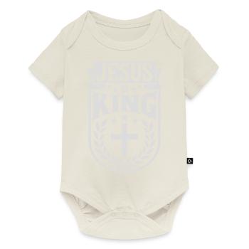 Citation de Jésus est roi - Body à manches courtes Premium Bébé - blanc cassé - Devant