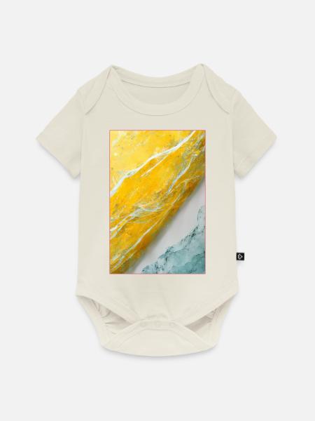 Abstract 4d Pastel Yellow - Baby Premium Kurzarmbody - Naturweiß