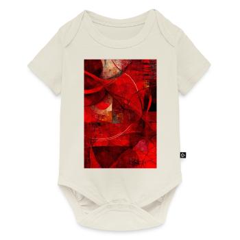 Fabric red pattern abstract - Baby Premium Kurzarmbody - Naturweiß - Vorne