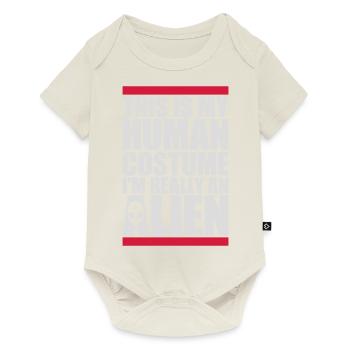 human costume alien quote - Baby Premium short-sleeve bodysuit - off white - Front