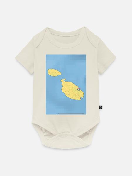 Malta Karte - Baby Premium Kurzarmbody - Naturweiß