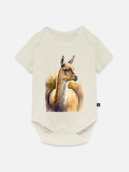 Alpaka Aquarell - Baby Premium Kurzarmbody - Naturweiß