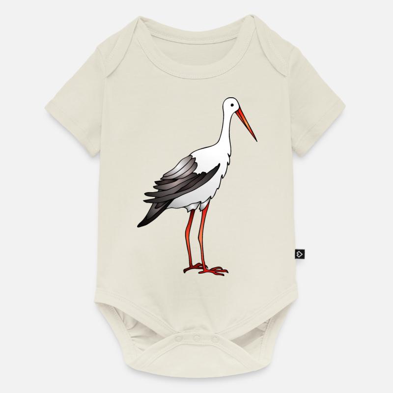 Oiseau cigogne - Body à manches courtes Premium Bébé - blanc cassé