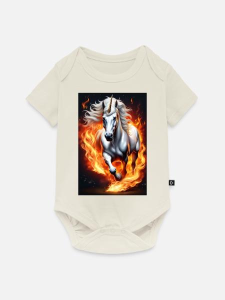 White Animals Einhorn - Baby Premium Kurzarmbody - Naturweiß