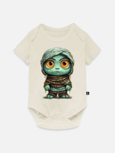 Halloween Spooky Cartoon Mummy - Baby Premium Kurzarmbody - Naturweiß