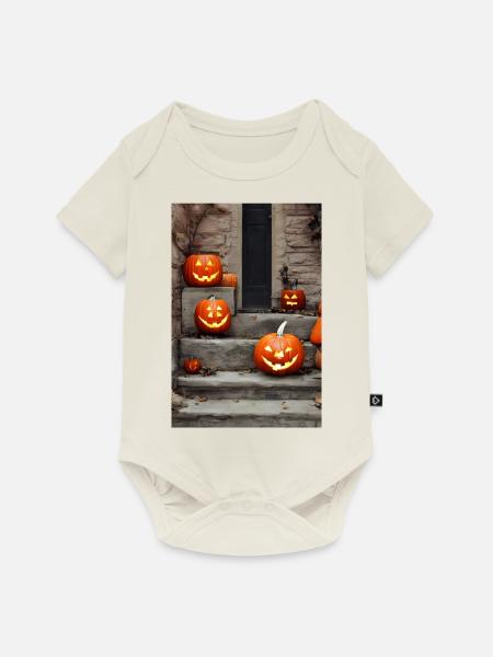 Halloween-Kürbis - Baby Premium Kurzarmbody - Naturweiß
