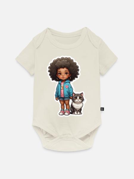 Kind Katze Freunde Geschenkidee - Baby Premium Kurzarmbody - Naturweiß