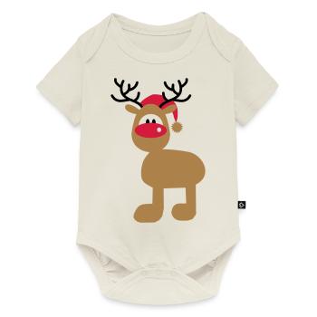 Moose with Christmas hat - Baby Premium short-sleeve bodysuit - off white - Front