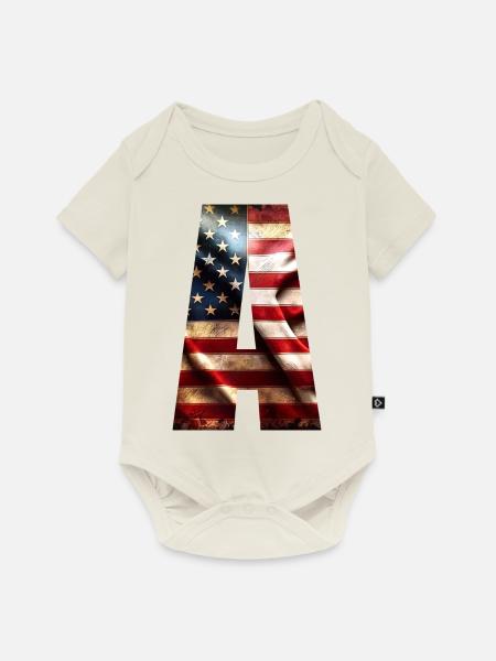 Flagge Amerika - Baby Premium Kurzarmbody - Naturweiß