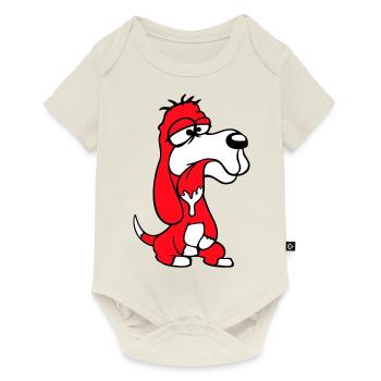 Dog Sitting Drooling Spit Tongue Funny Silly Comic - Baby Premium short-sleeve bodysuit - off white - Front