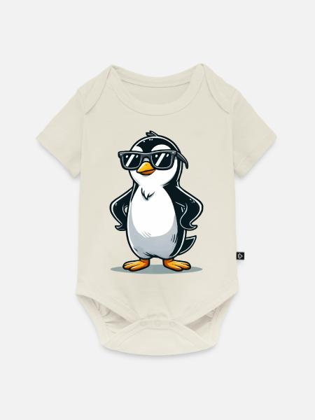 pinguin comic - Baby Premium Kurzarmbody - Naturweiß
