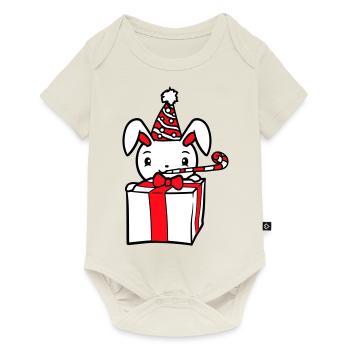 Lapin Anniversaire Années Vieux Cadeau Serviette Chapeau de fête - Body à manches courtes Premium Bébé - blanc cassé - Devant