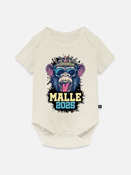 Malle 2025 Affe - Baby Premium Kurzarmbody - Naturweiß