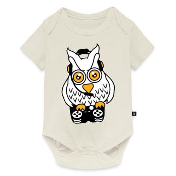 Gamer Owl Gaming Player Controller Headset Fun - Body à manches courtes Premium Bébé - blanc cassé - Devant
