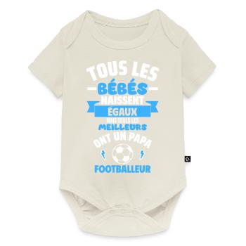 Bébé de Papa footballeur,cadeau de naissance,papa - Body à manches courtes Premium Bébé - blanc cassé - Devant