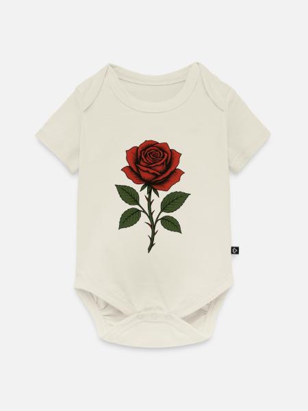 Rose - Baby Premium Kurzarmbody - Naturweiß