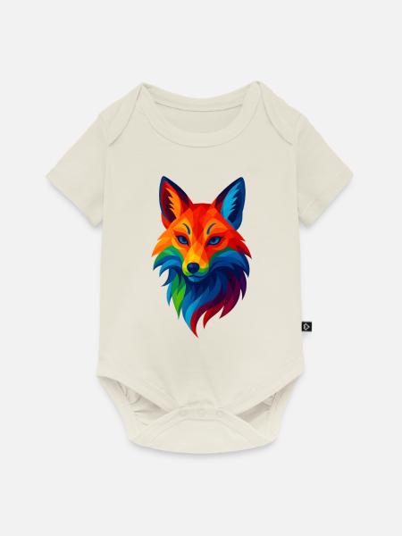 WPAP Stil Tiere - Kitsune Fuchsgeist - Baby Premium Kurzarmbody - Naturweiß