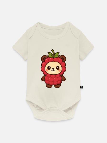 BearyBerry, Himbeerbärchen, fruchtig süß - Baby Premium Kurzarmbody - Naturweiß
