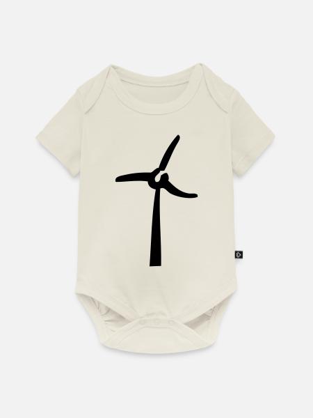 Windmill, éolienne, Windrad - Baby Premium Kurzarmbody - Naturweiß