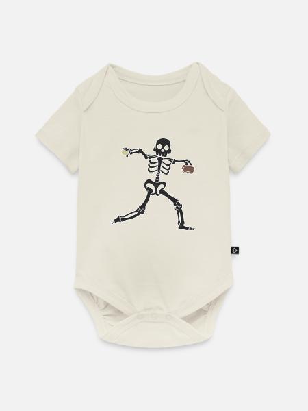 Baseball Pitcher Skelett - Baby Premium Kurzarmbody - Naturweiß