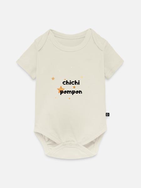 Aufhebens Pompon - Baby Premium Kurzarmbody - Naturweiß
