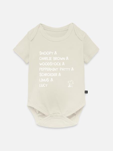 Peanuts Design Mit Figurenübersicht - Baby Premium Kurzarmbody - Naturweiß